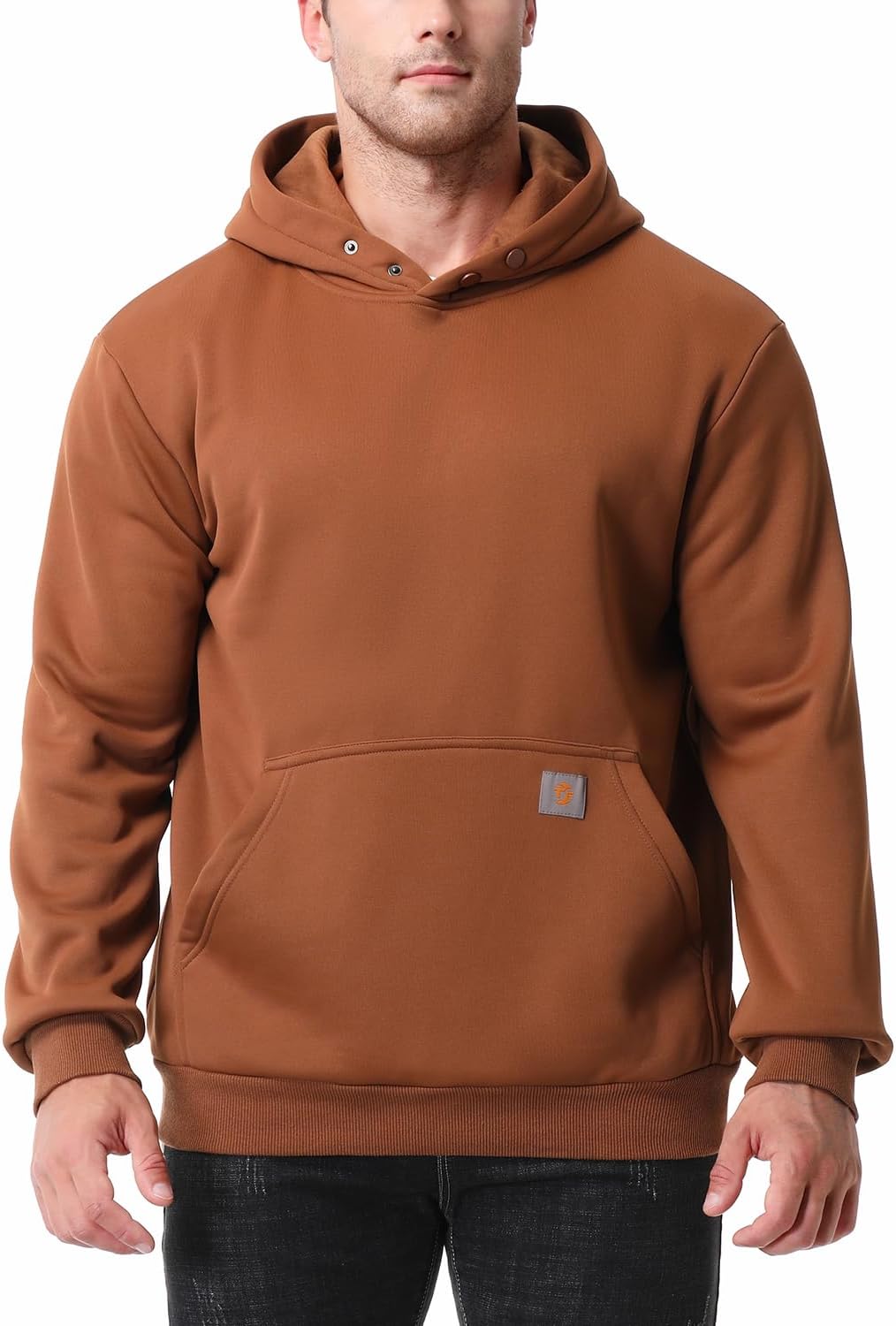 Men's Fashion Hoodie Fleece Warm Sweatshirt | Fleece-Lined Thickened Pullover with Button Hood Versatile