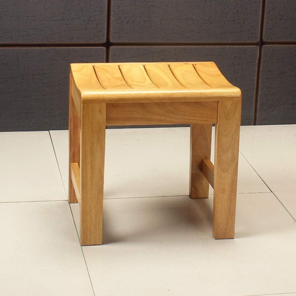 CHEWYNP Bath Seats Bath Stool Bath Stool Oak Bathroom Stool Wooden Stool Waterproof Antiseptic Multi-Purpose Footstool Shower Stool Low Stool with Waterproof Slat Type Sitting Surface