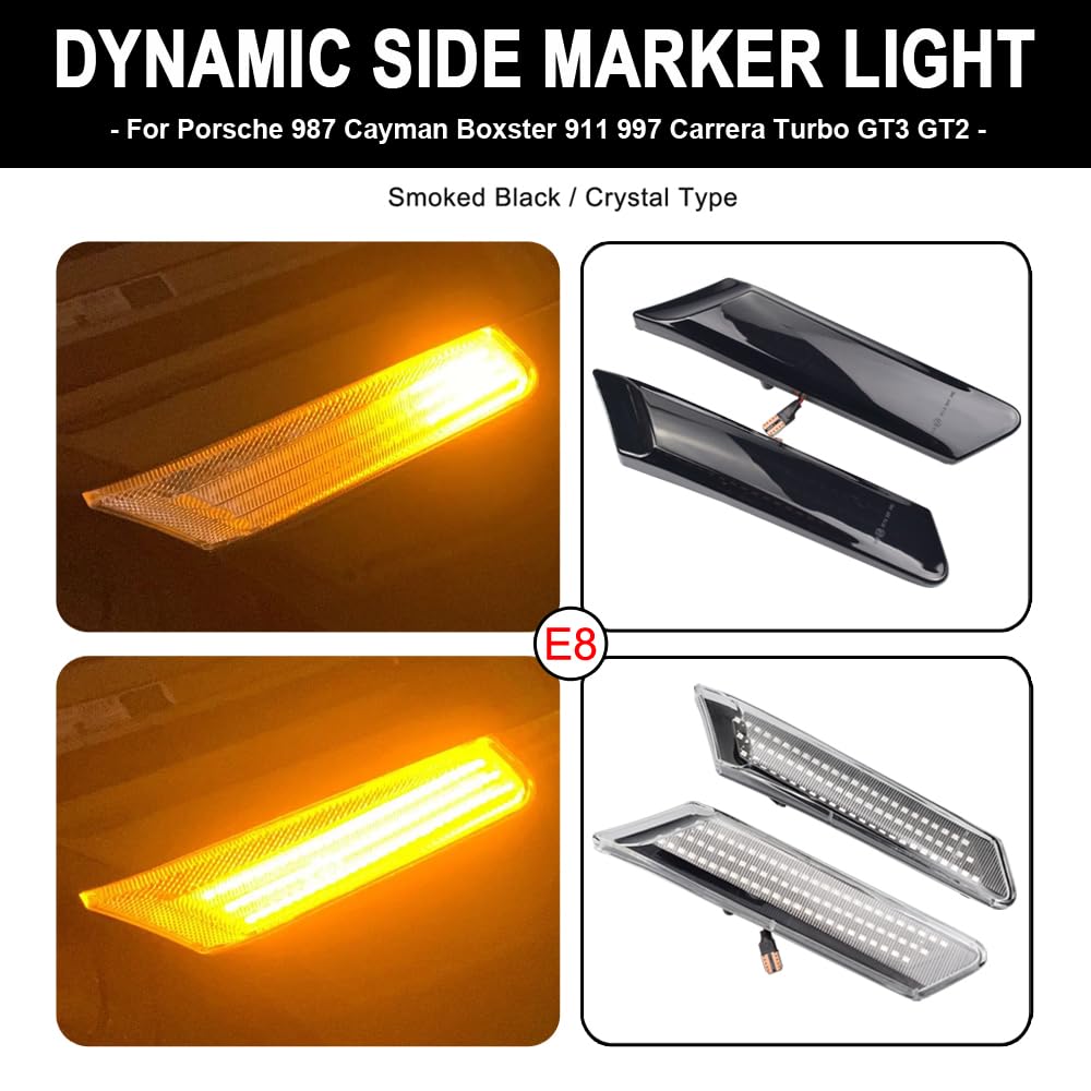 INDICATORI DI DIREZIONE LATERALI SFUMATO LED per PORSCHE 911 997 CARRERA 04-09 / BOXSTER 987 05
