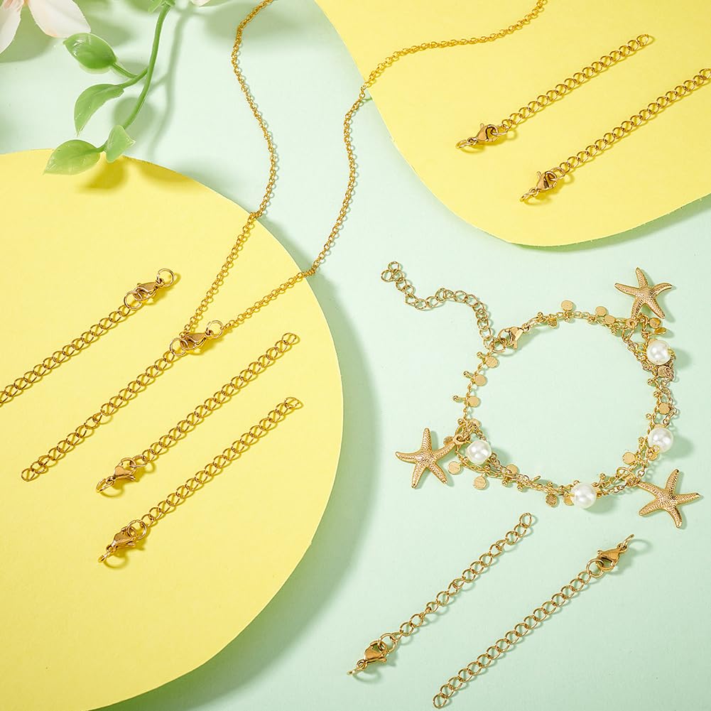 20 Chaînes D'extension En Laiton - 5 Longueurs, Fermoir Mousqueton, Pour Bijoux DIY