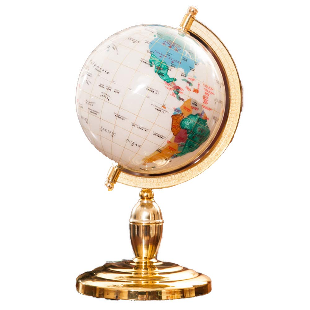 HAOLIN Large Gemstone Globe,World Globe Desktop Home Decoration Earth Globe-for Educational Geographic Modern,White-15cm
