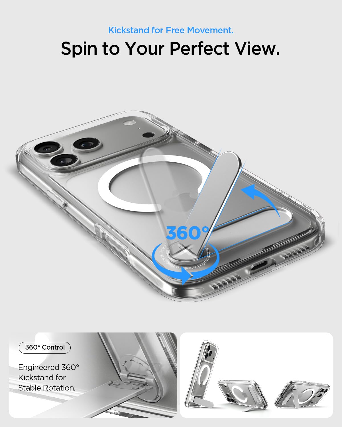 Spigen Ultra Hybrid S MagFit Back Cover Case Compatible with iPhone 17 Pro Max (TPU + Poly Carbonate | Clear White) 1