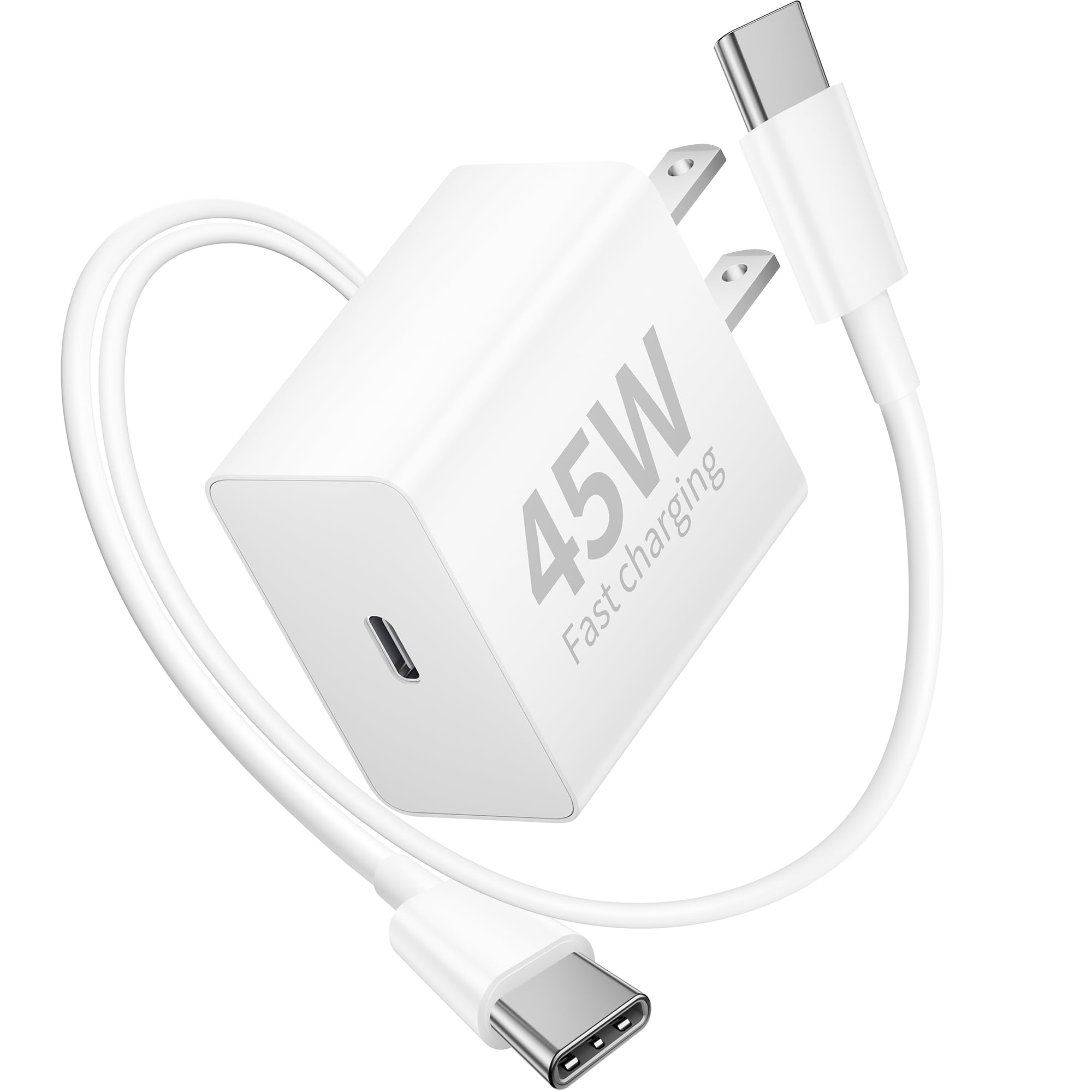 Cargador rápido USB C de 45 W para Google Pixel 10/10 Pro/10 Pro XL/9/9 Pro XL/Fold/8/8a/8 Pro/7/6/5, bloque de carga tipo C de 45 W y cable USB C largo de 10 pies de carga rápida para iPhone 17/17