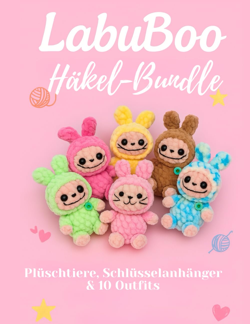 Labu Boo Häkel-Bundle Plüschtiere, Schlüsselanhänger & 10 Outfits: Schritt für Schritt erklärt – mit vielen bunten Bildern