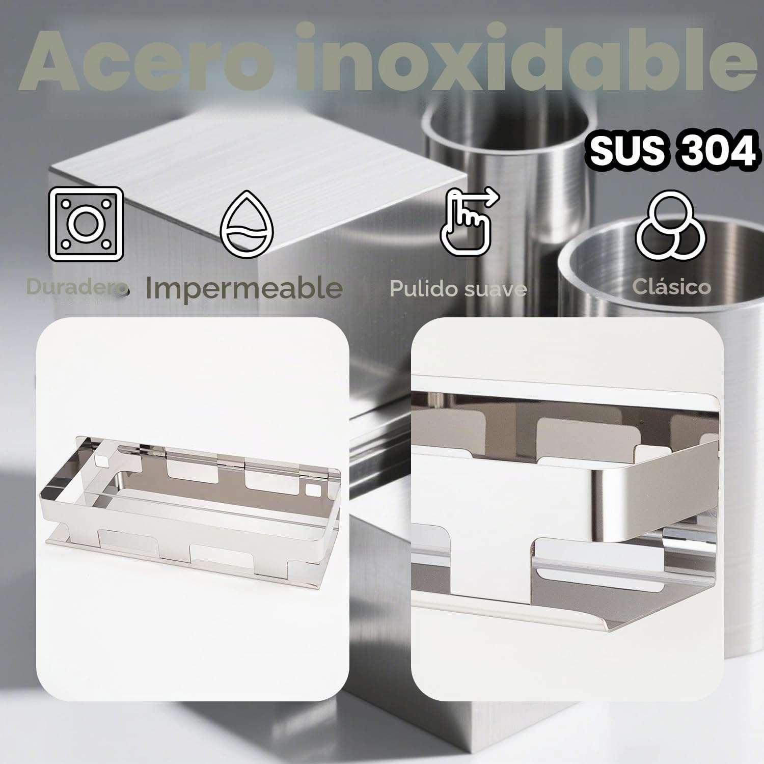 30 CM Perforación Acero Inoxidable 304 Baño Estante de Ducha Cromo Antióxido Estante de Almacenamiento de Baño para Jabón Champú Estante de Ducha Muro Estante de Almacenamiento para Cocina