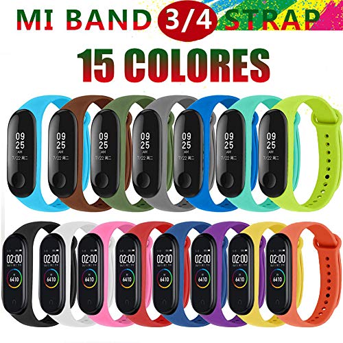 BRone 15 Piezas Correa para Xiaomi Mi Band 4 Pulsera Reloj Silicona Banda Reemplazo Coloridos Compatible con Xiaomi Mi Smart Band 4 Correas para Xiaomi Mi Band 3-15 Colores