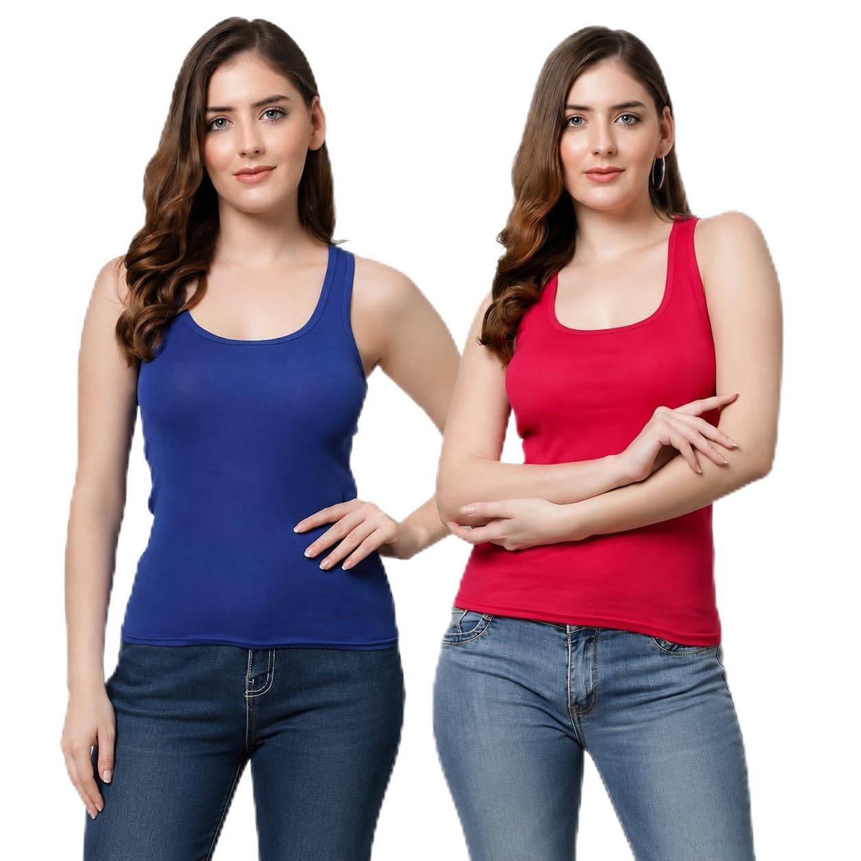 kex Women's Sleeveless Tank Top, Pack of 2, Solid Colour-picture-0