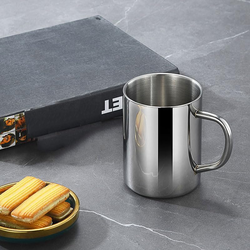 Stainless Steel Coffee Mug, 400ml/13.5oz SUS304 Double Wall Coffee & Tea Cup with Handles Cups for Kids Unbreakable, 18/8 Stainless Steel Camping Travel Coffee Mugs - Image 7
