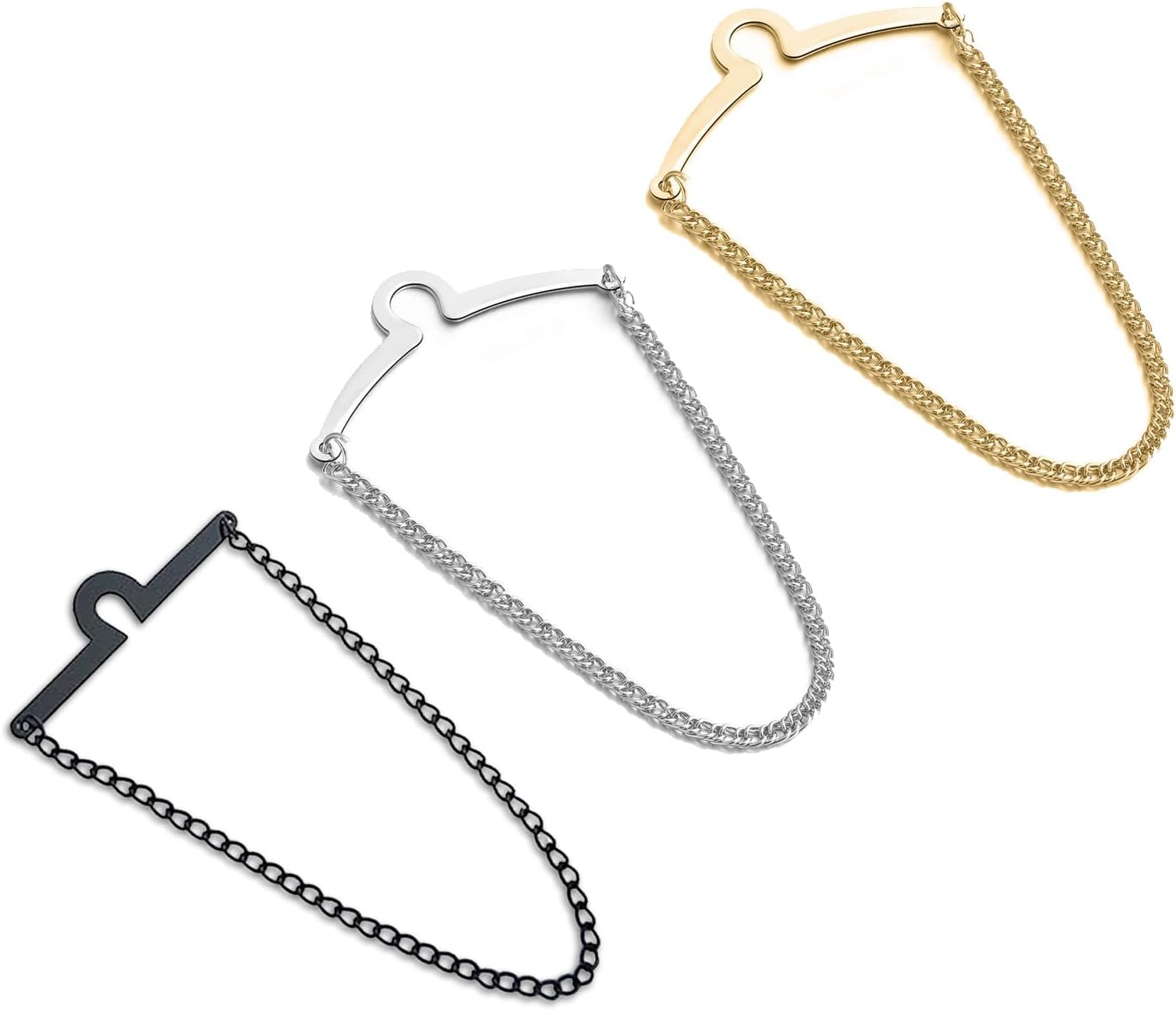 – Tie Chain for Men, Fashion Necktie Clips and Chains Mens Accessories with Ring Clasps for Suits Neckties Vests and Trousers Elegant Tie Pins and Tacks for Business and Wedding Wear, 3Pcs