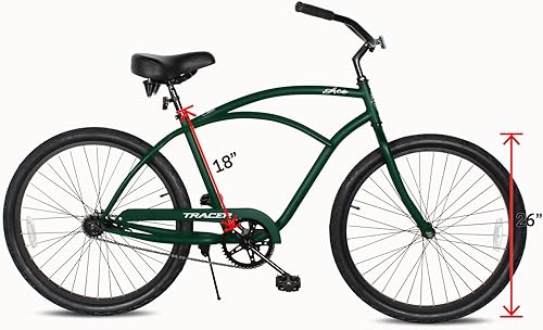 Miniatura 7 de Tracer ACE - Bicicleta crucero de playa de una sola velocidad de 26 pulgadas con freno de posavasos para hombres y mujeres, varios colores