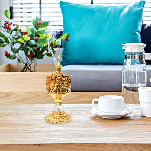 Miniatura 2 de Decoración de Ramadán, quemador de incienso de Eid de oro, diseño hueco de metal, soporte de incienso Eid Mubarak, quemador de incienso, quemador de