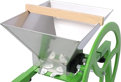 Miniatura 2 de Molinillo de exprimidor manual con soporte 7L, trituradora de frutas portátil con rueda Rascador de frutas de acero inoxidable Pulper para prensado