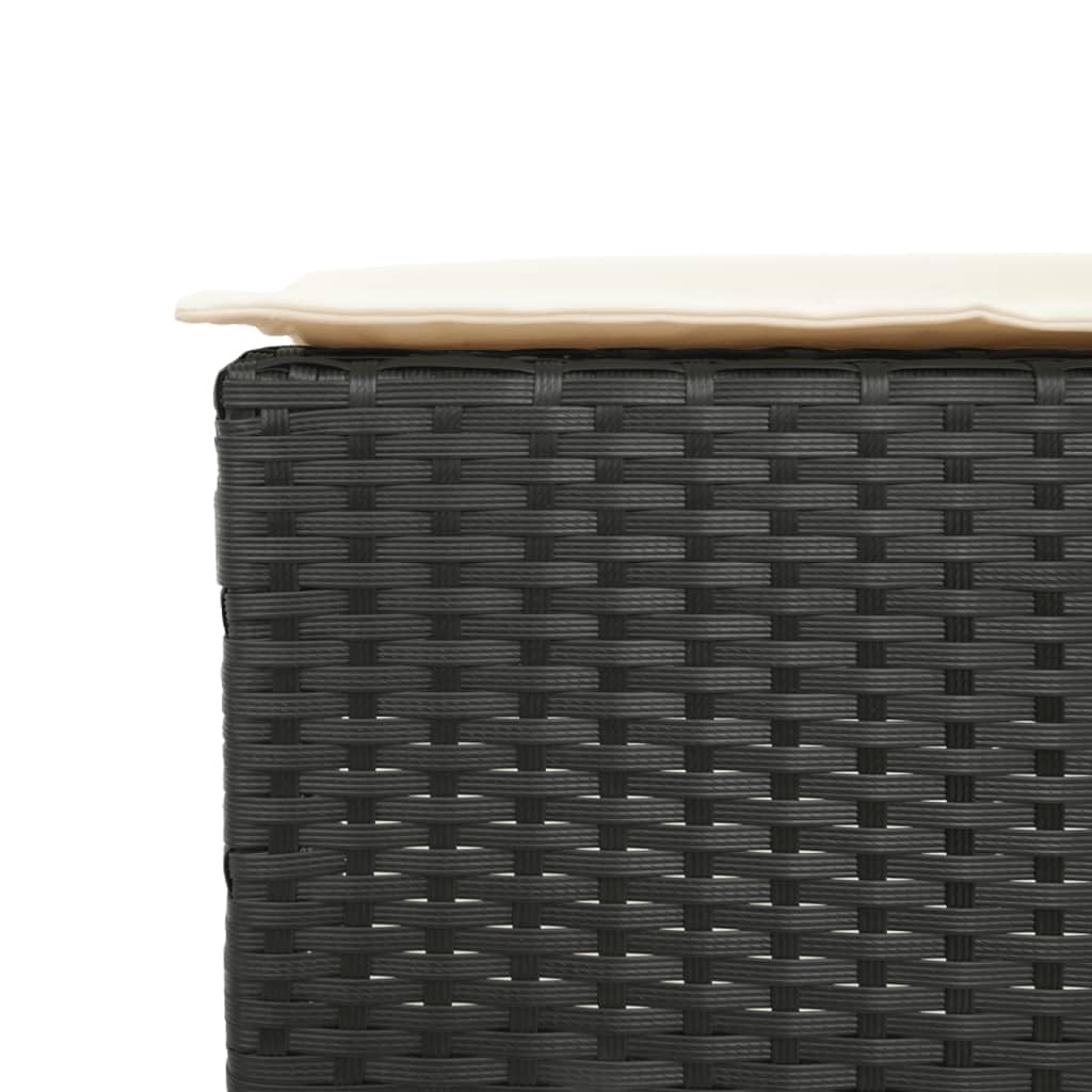 vidaXL Ensemble de Bar de Jardin 3 pcs avec Coussins Noir Poly rotin