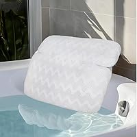 Luxury Non-Slip Bath Pillow for Tub - Thick 3D Mesh Headrest Supports Head, Neck, Shoulders & Back - Fits Any Bathtub