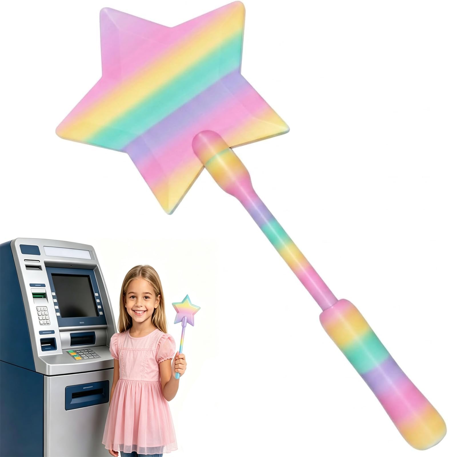 Zauberstab EC Karte, 30 cm Kreditkarteninhaber mit Stäben, Magic Fairy Wand Card Holder, 3D Printed Credit Card Wand Tap To Pay, Stern-Design, Versteckter Kartenslot, Ergonomischer Griff – Lustiges