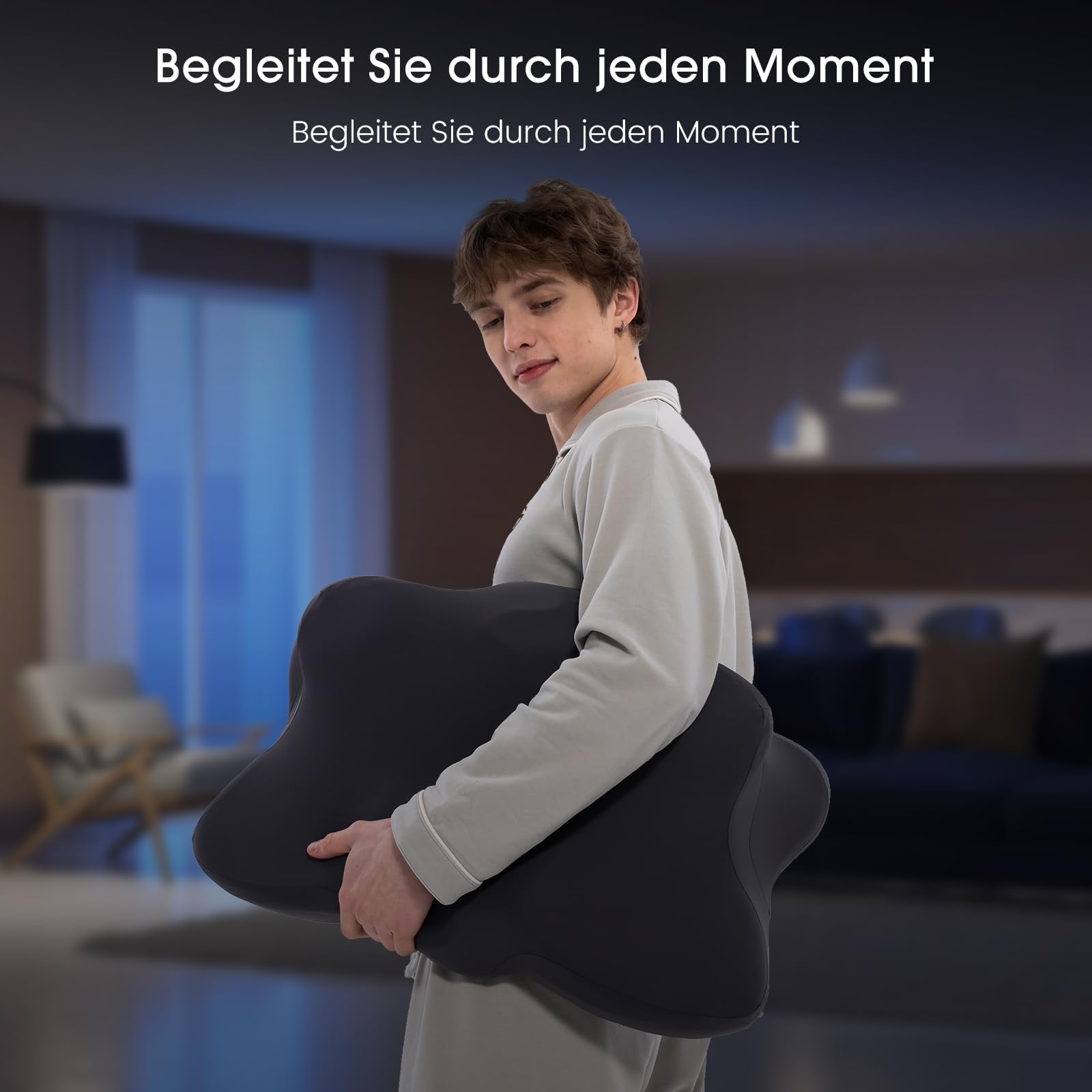 Nackenkissen Kopfkissen, Ergonomisches Memory-Schaum Kissen mit Kühlung, Abnehmbarer Bezug, für Seiten-, Rücken- und Bauchschläfer, Grau