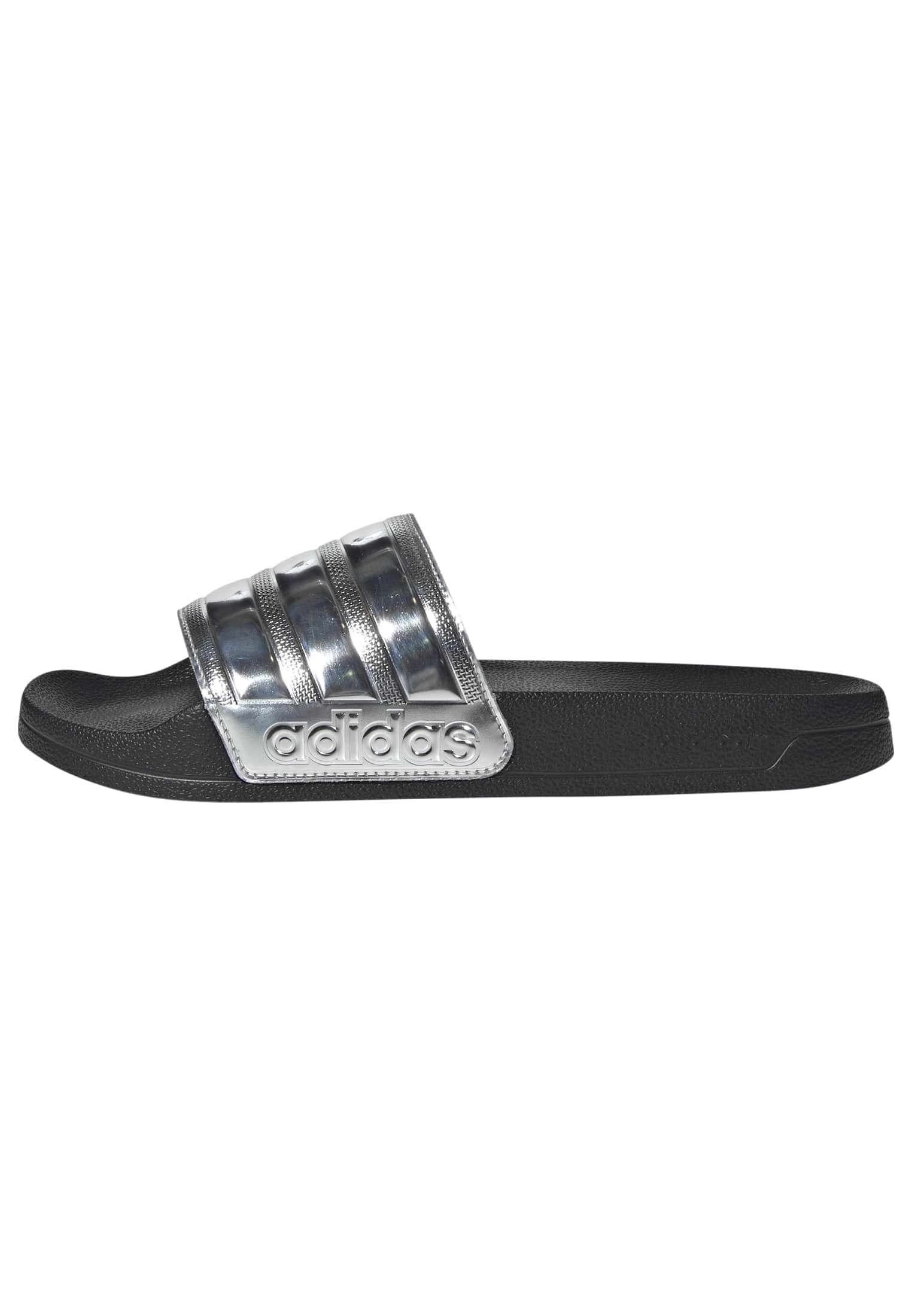 adidas Mixte Adilette Shower Slides Sandal, Core Black/Silver Met./Silver Met., 44.5 EU