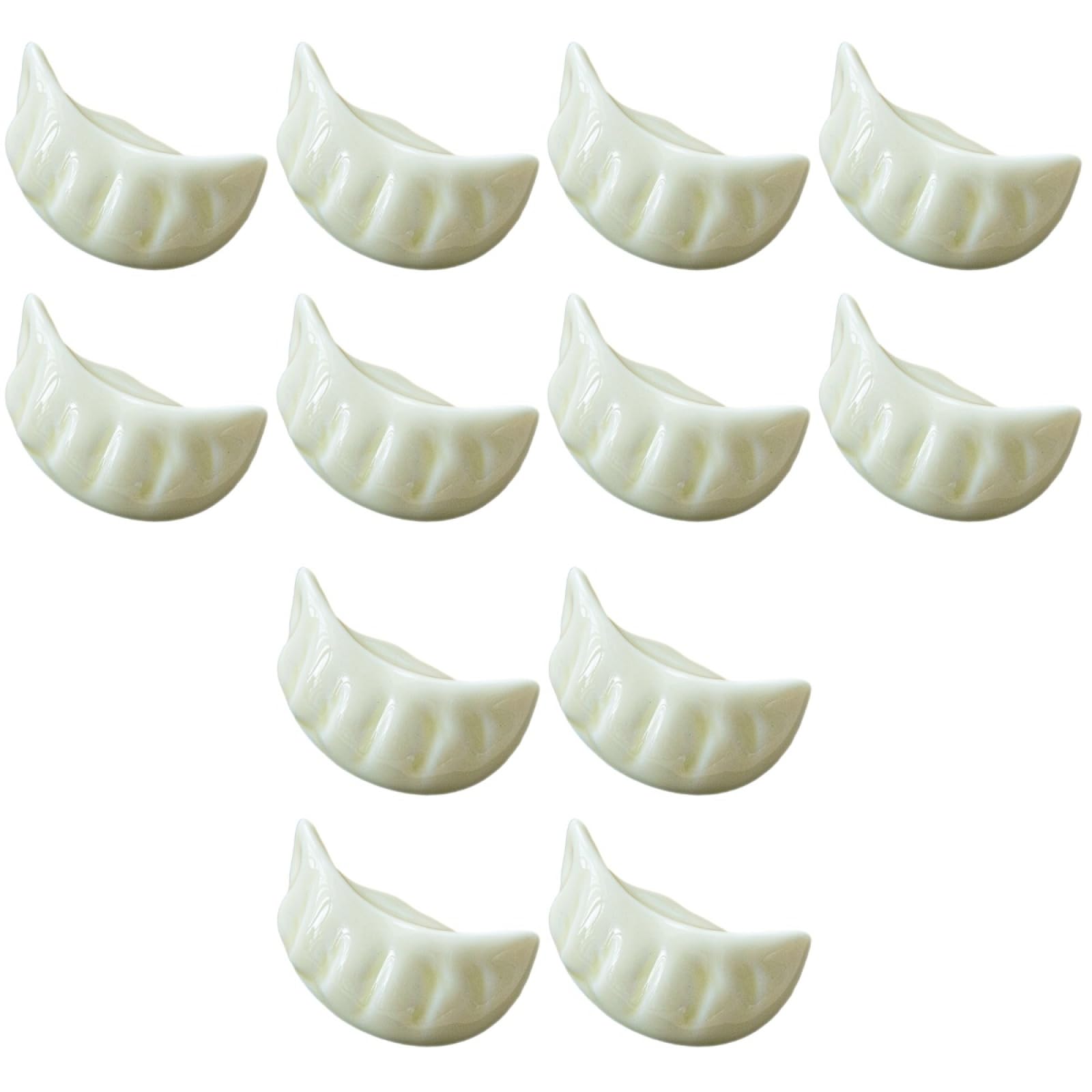 Ceramic Chopstick Holder Rest 12Pcs Ceramic Dumplings Chopsticks Rest Holders, Chopstick Rest Spoon Fork Stand Holder (Dumpling appearance) Porcelain Chopsticks Rest
