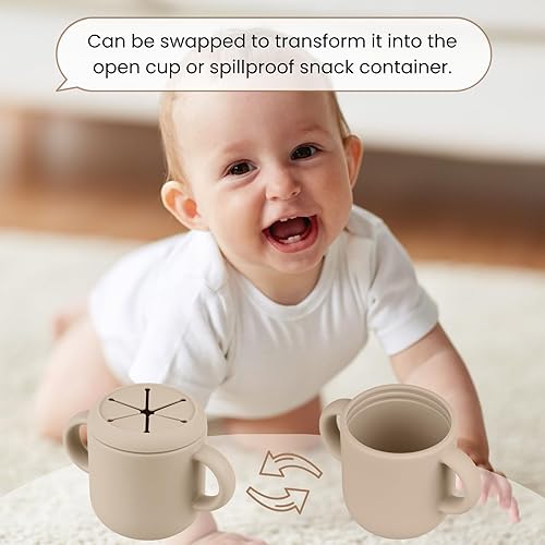 Miniatura 5 de Recipientes de silicona para refrigerios para niños de 6 a 12 meses, paquete de 2 vasos de silicona de grado alimenticio con asa de agarre para