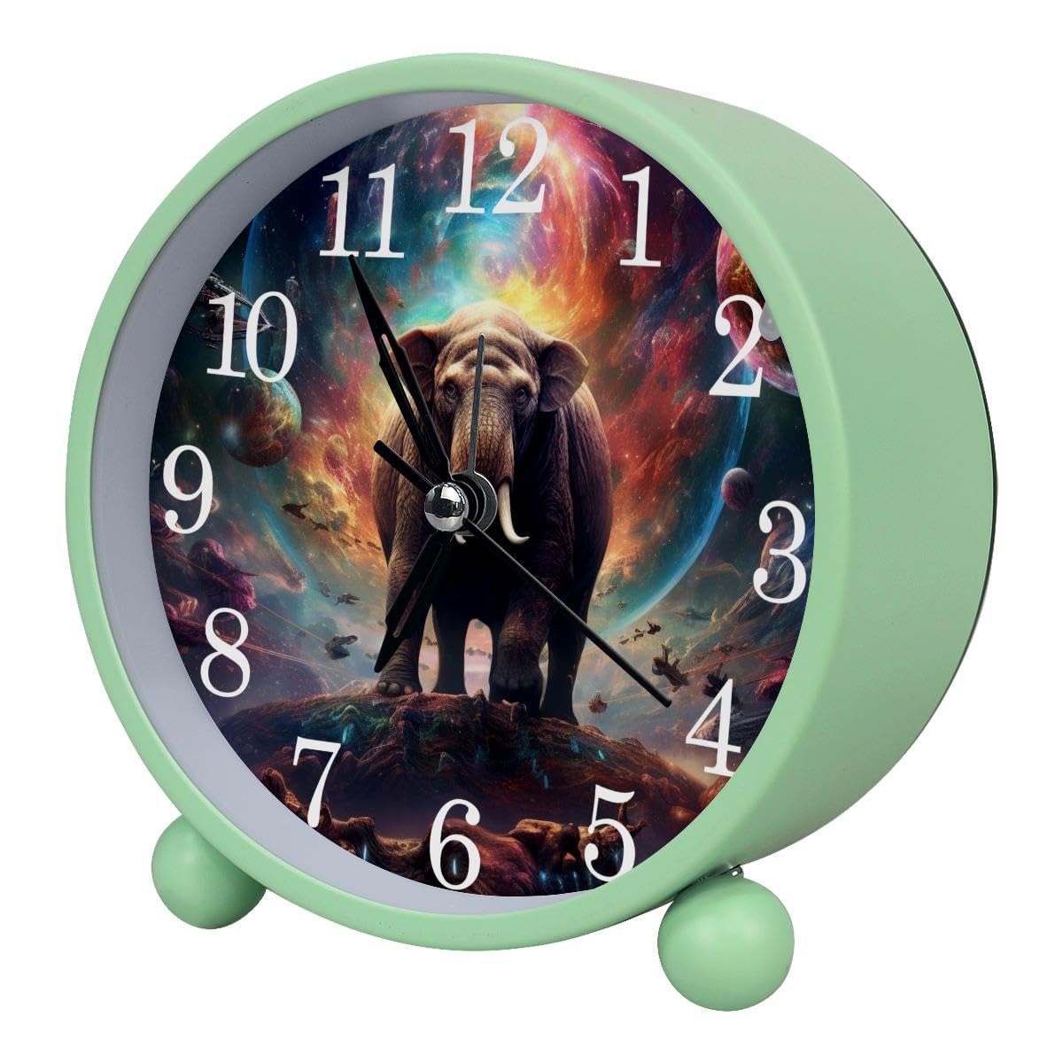 Luoweisi Alarm Clock Space Elephant, Silent Non-Ticking with Night Light