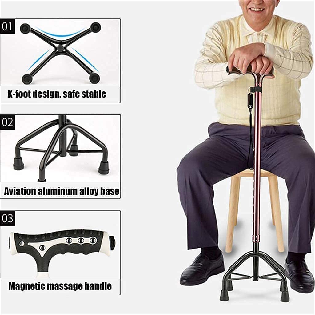 Bastón para Caminar para Hombres y Mujeres Mayores con muletas/Bastón telescópico/Bastón Ligero de aleación de Aluminio con Mango de Masaje magnético y Luces LED integrad