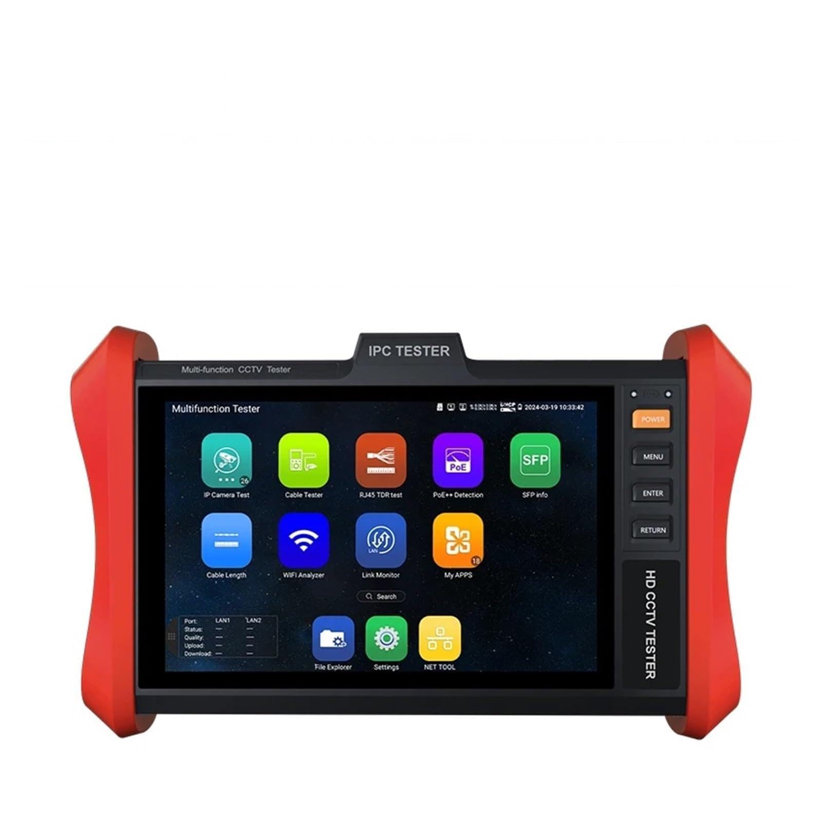 Tester CCTV, Tahlitech 8" IPC Tester Monitor 4K H.265 IP 8MP AHD/TVI/CVI CCTV for telecamere POE++ 90W SFP e ingresso VGA Test cavo(E88) | E88