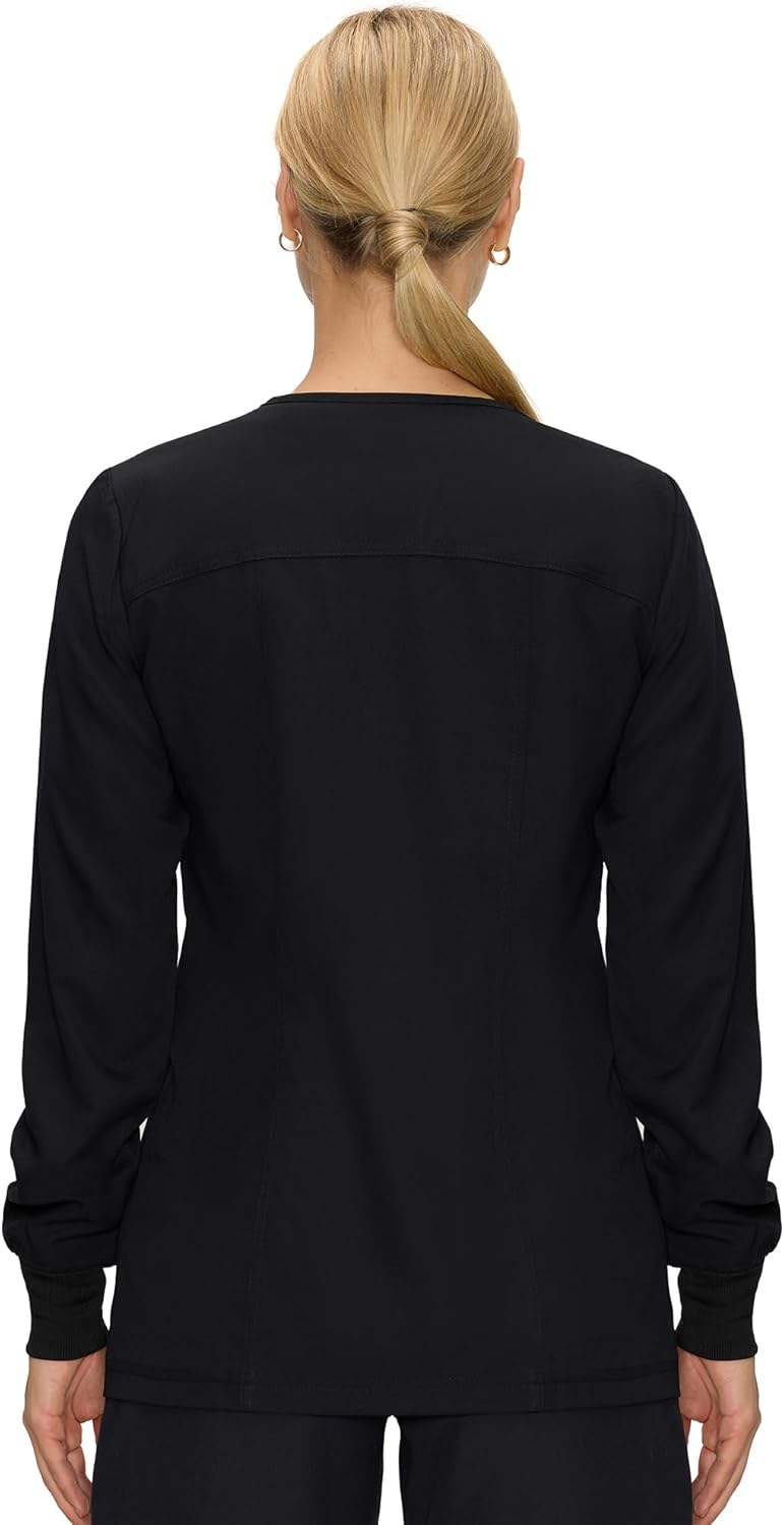 Scrub Jackets for Woman, Snap Front Nurse Jacket with 3 Pockets, Easy Care Soft Fabric - Image 2