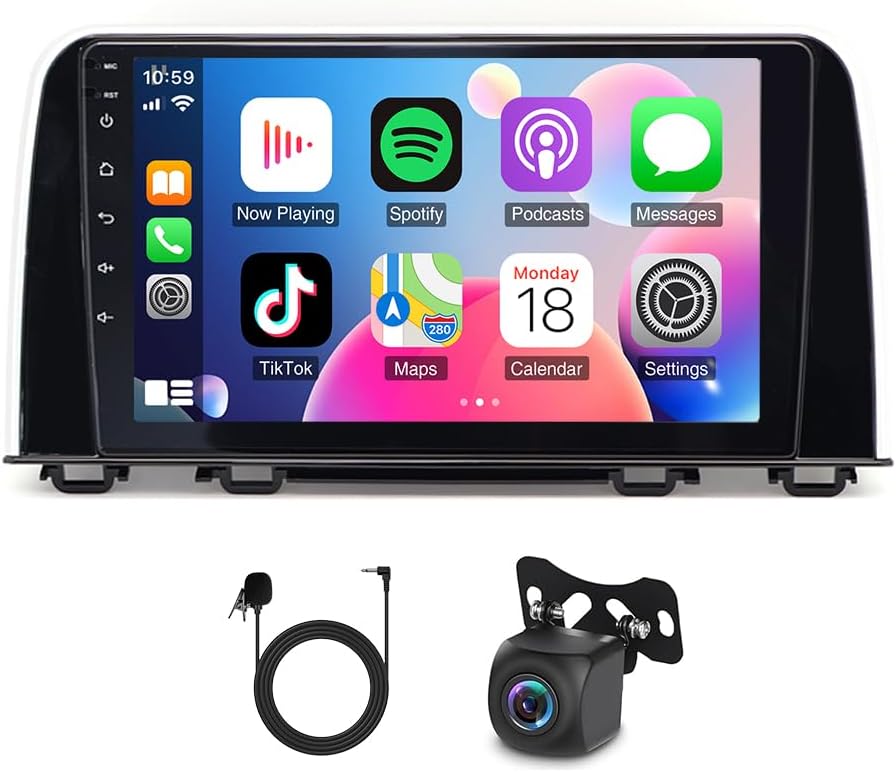 4+64G for Honda CRV 2017-2021 Car Stereo Radio Wireless Carplay Android 14 Auto GPS Navigation 2 Din 9 inch Touchscreen Car Audio Receiver Bluetooth RDS FM SWC Backup Camera, Mirror Link