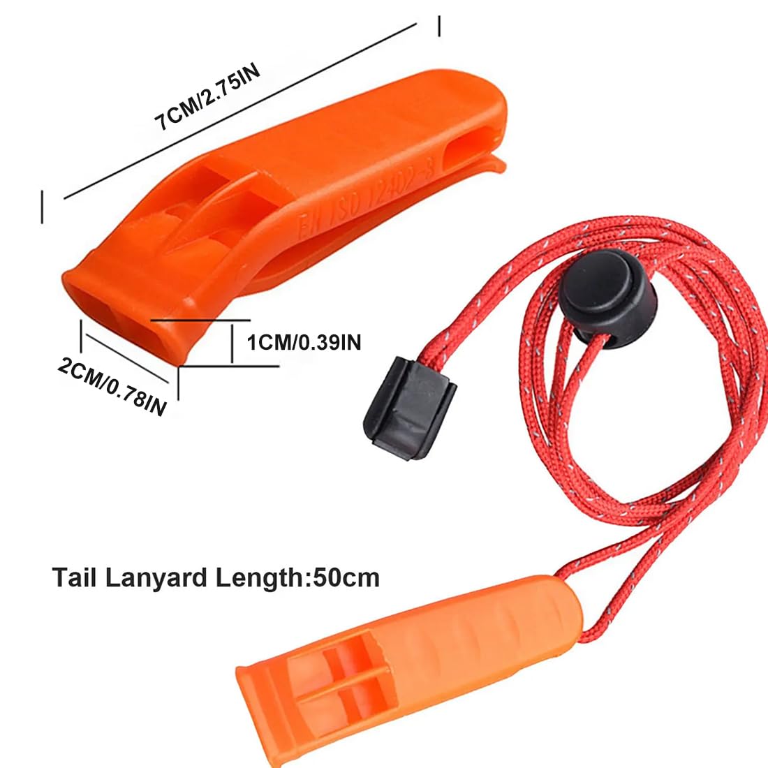 2 unidades de silbato de emergencia, silbatos de seguridad, silbato de señal hasta 4000 Hz con correa reflectante ajustable para kayak, navegación en bote, natación, supervivencia en el agua