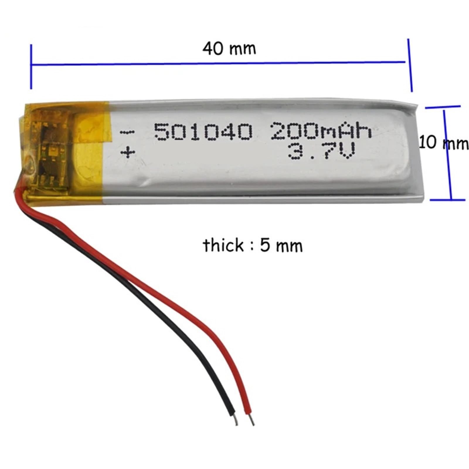 501040 3,7 V 200 mAh, 5 pièces
