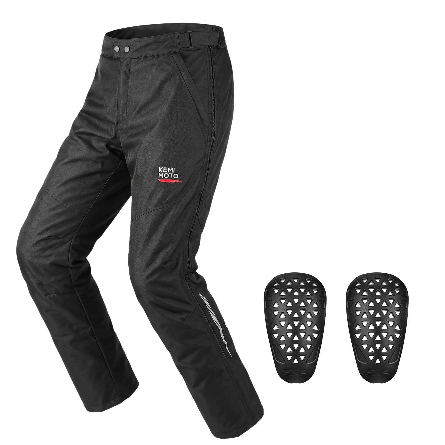 KEMIMOTO Pantaloni Moto Invernali Uomo con Protezioni CE, Pantaloni da Motocicletta Antivento Termici con Zip SBS Bidirezionale e Design Riflettente, Adatti da -20°C a 10°C