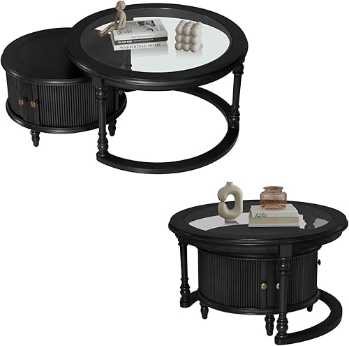 Miniatura 3 de LKTART Mesa de centro redonda de madera maciza de 16 pulgadas, mesa de acento lateral para sala de estar, dormitorio, oficina