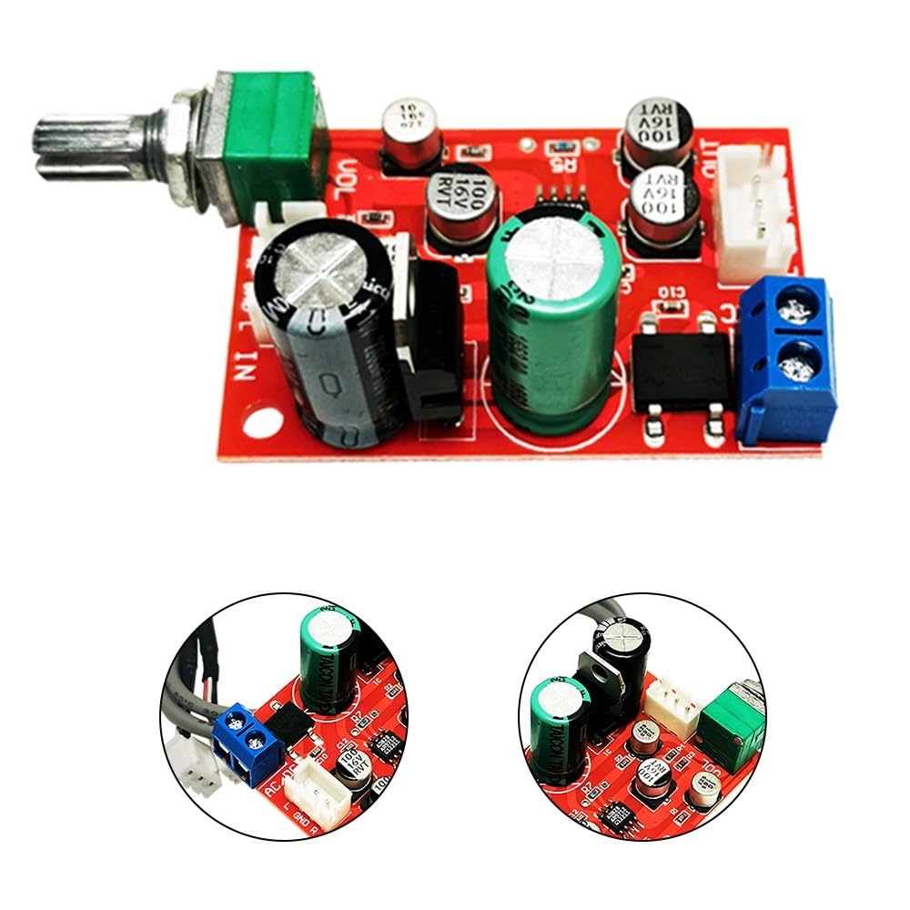 Placa de Amplificador, DC 8V~24V Placa de Preamplificador Ad828, Placa de Preamplificador de Amplificador de Potencia de Fuente de AlimentacióN úNica con PotencióMetro