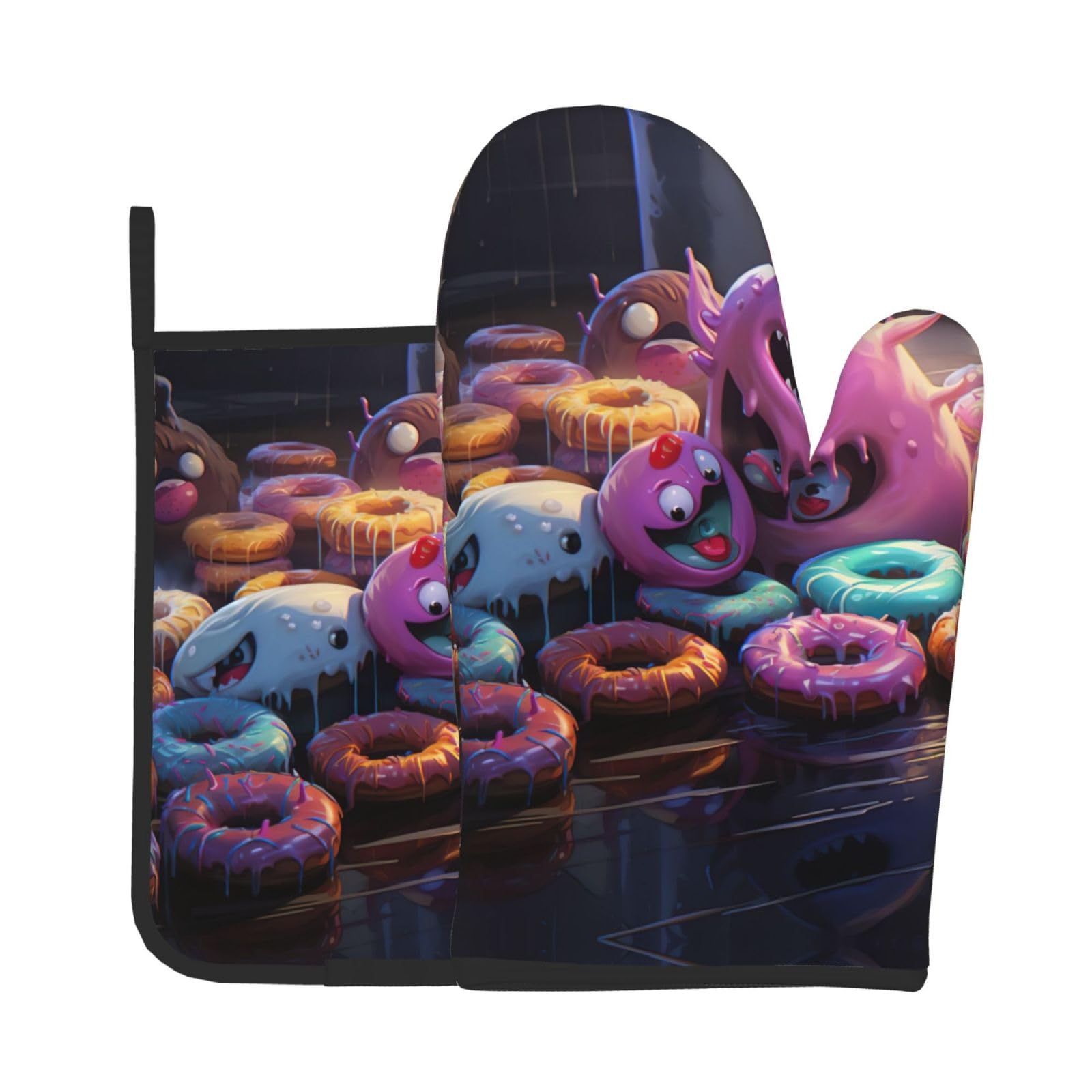 Donuts Kitchen Baking Two-Piece Set,Multipurpose Oven Gloves,Used for Barbecue Kitchen Baking