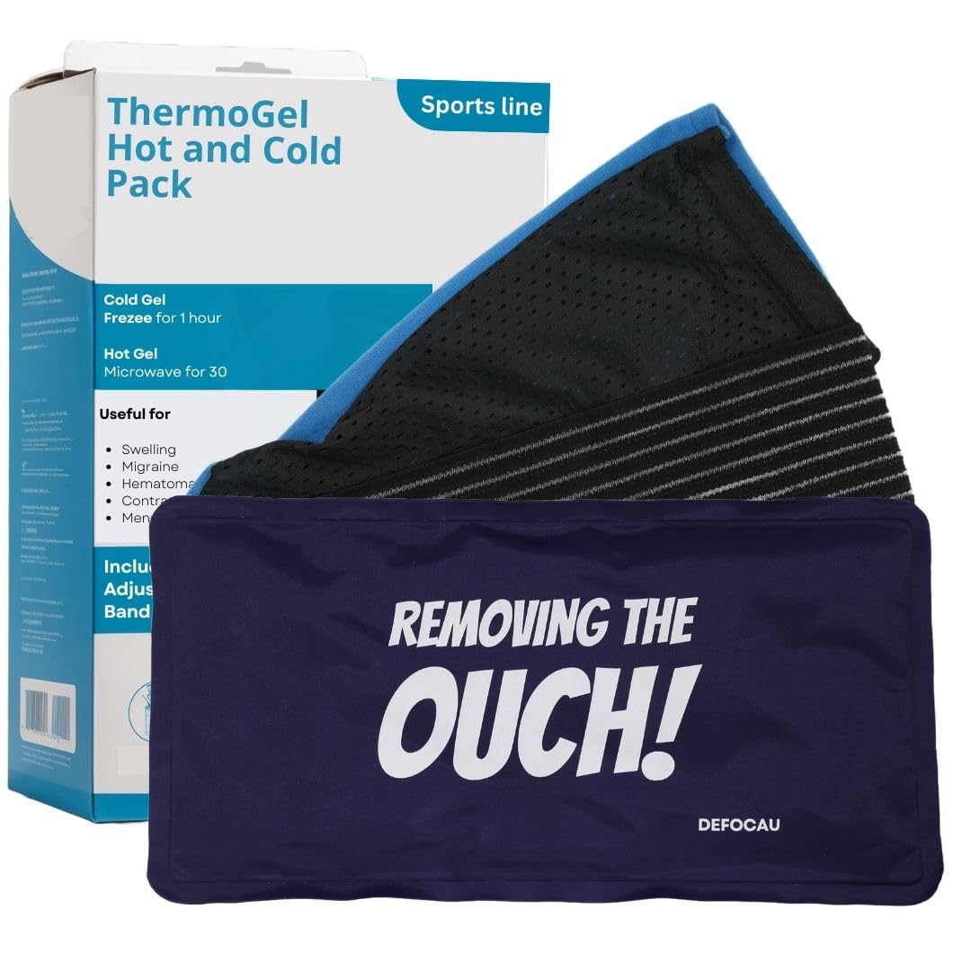 Ice Pack for Injuries and Recovery, Cold and Hot Gel Reusable Pack with Adjustable Band for Migraine Relief, Muscle Aches, Joint and Physical Therapy, Hot and Cold Compress.