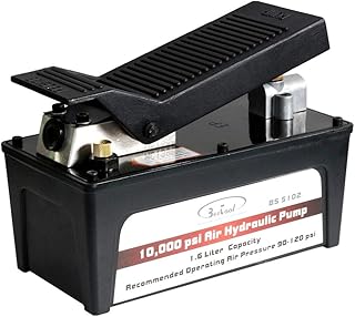 BESTOOL Air Hydraulic Pump - 10,000 PSI Hydraulic Foot Pump Pressure 1/2 Gal Reservoir Air Hydraulic Pump Air Actuated Treadle Foot Pump (Single Acting) Black