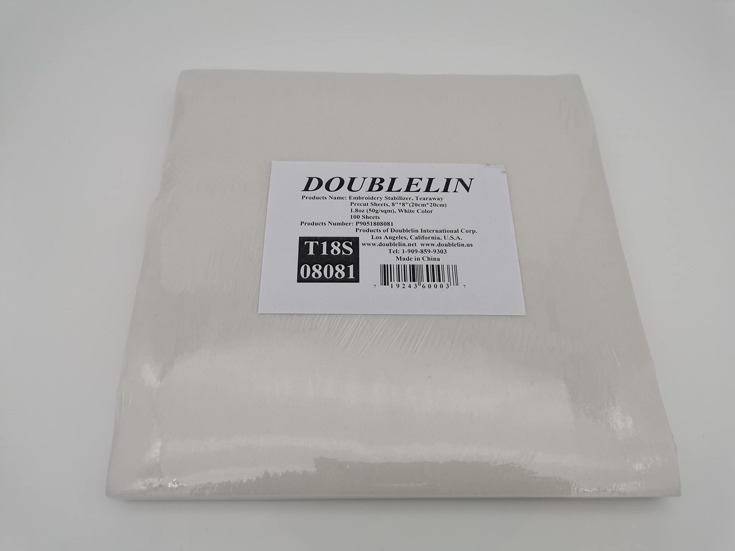 Stabilisateur de broderie Doublelin Tearaway blanc en lot de 100 feuilles