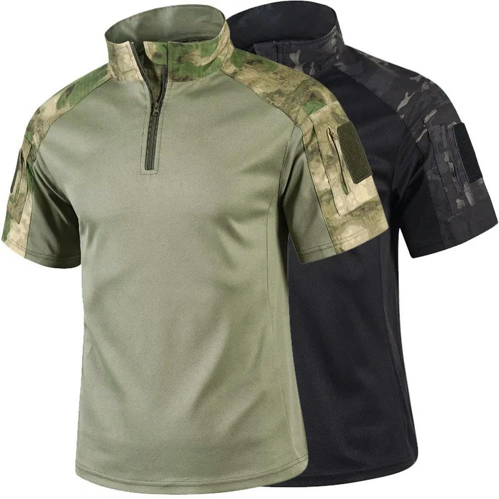 DYRBF Camicia mimetica a maniche corte ad asciugatura rapida T-shirt da uomo mimetica militare maglietta da caccia all'aperto camicie da trekking