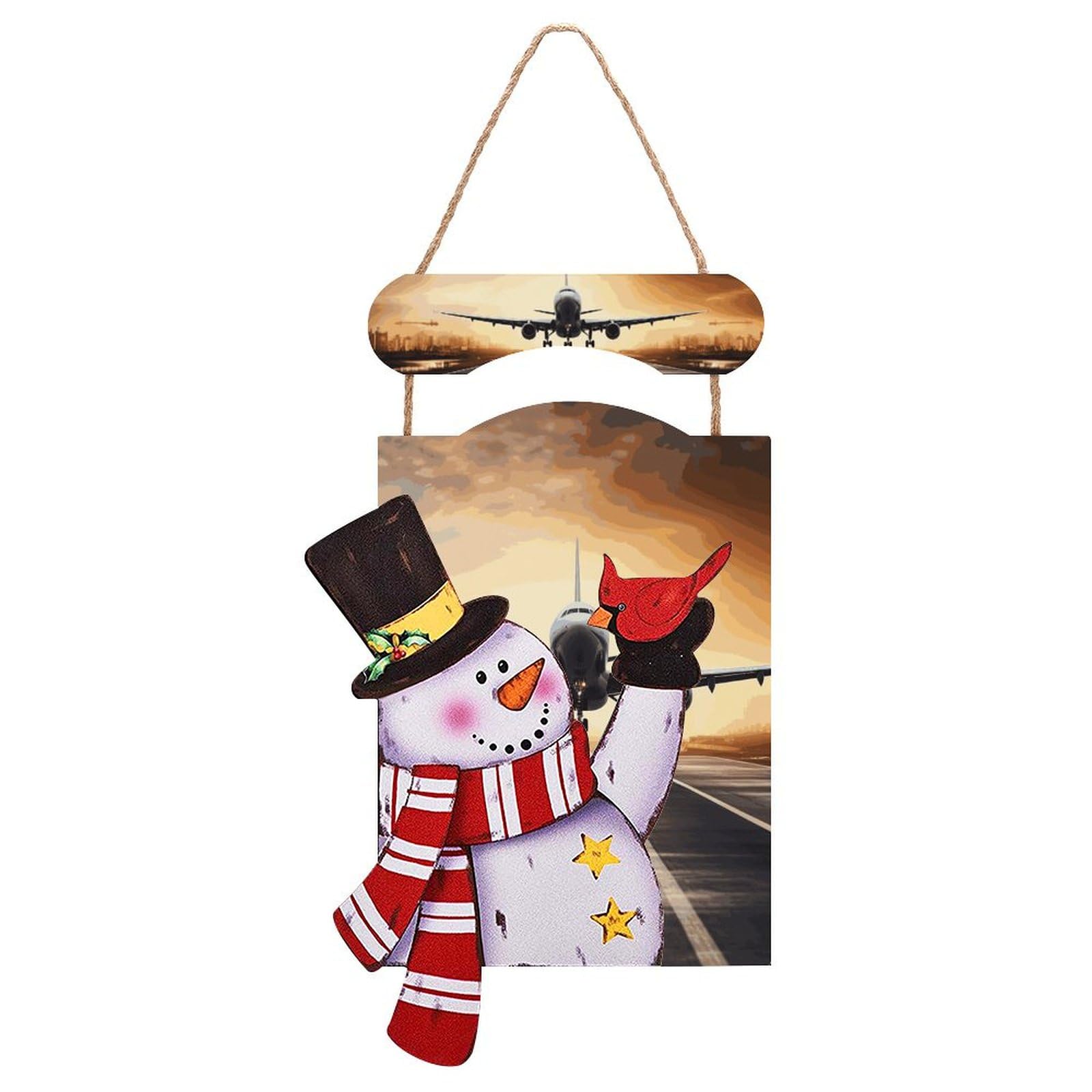 Décoration de Noël en bois suspendre bonhomme de neige chic pour sapin et porte