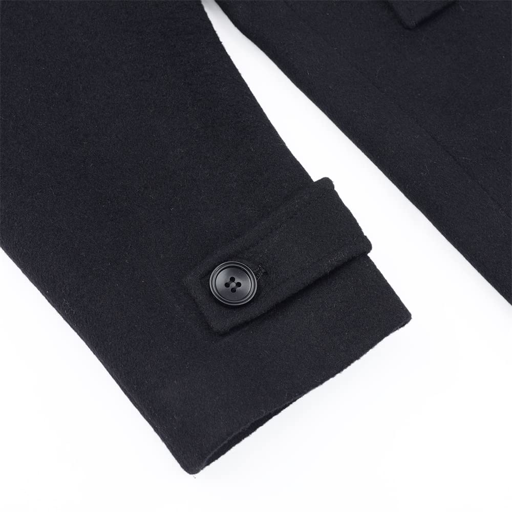 Allthemen Abrigo de lana hombre abrigo midi de invierno con doble botonadura chaqueta de invierno abrigo cálido de longitud media para negocios