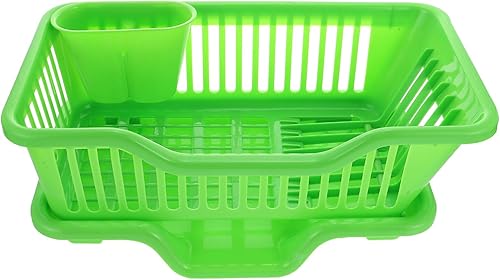 Kichvoe 1 juego de estante de cocina con boquilla de almacenamiento de plástico para encimera con escurridor de platos de cocina, escurridor de