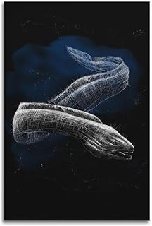 Spotted Moray Eel Animal Opening Mouth Among Coral Reefs Aesthetic Decorative Modern 12x18inch(30x45cm) Unframe-style