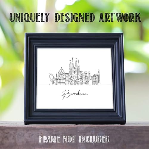 Miniatura 9 de TJ Originals Barcelona, España - Decoración de pared ilustrada a mano, sin marco, 11 x 14 pulgadas, impresión en blanco y negro, ideas de regalo de