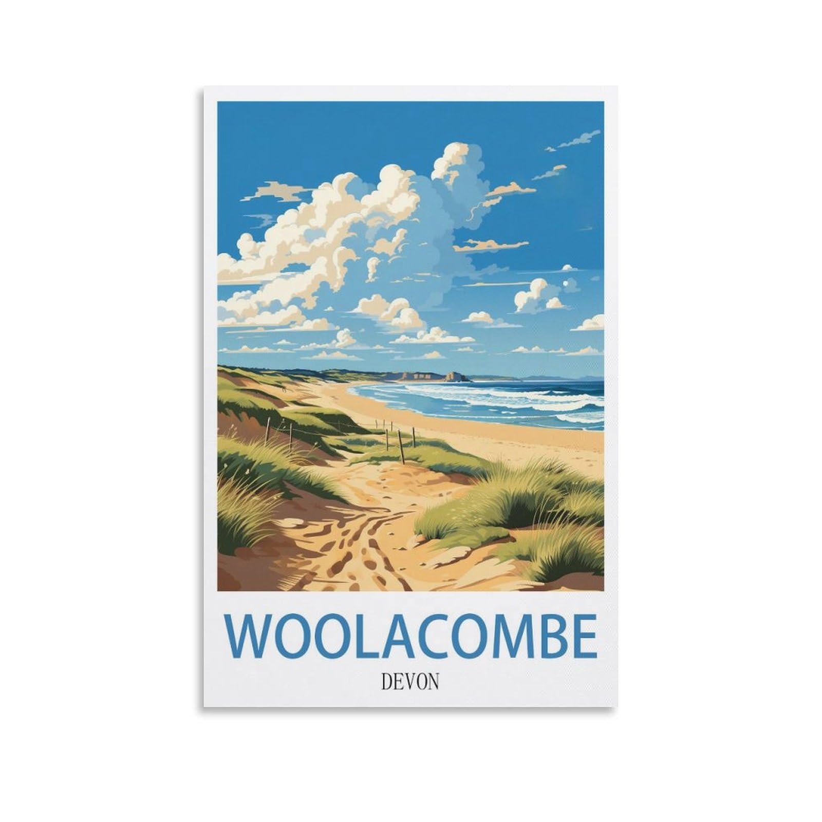 EZMLFA 5D Diamond Painting Kits,Woolacombe Beach,Diamond Painting Kits for Beginners Round Full Drill Painting with Diamonds Gem Art for Home Wall Decor 40x40cm
