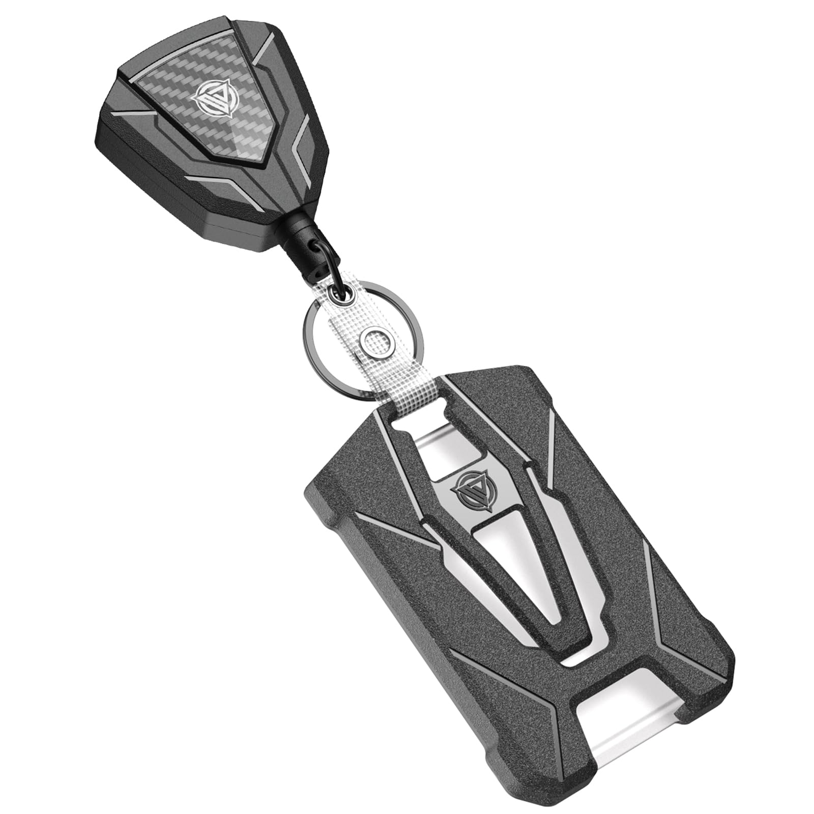 Oaridey Retractable Badge Holders, Heavy Duty Retractable Keychain Belt Clip with Tactical ID Card Holder (Holds 6 Cards) - 31.5” Retractable Badge Reel Key Chain