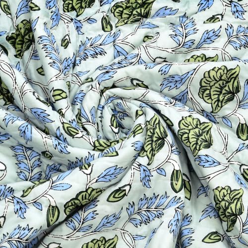 Image of BLOCKS OF INDIA Hand Block Printed Cotton King Size Quilt /Rajai | Open Grey Motifs