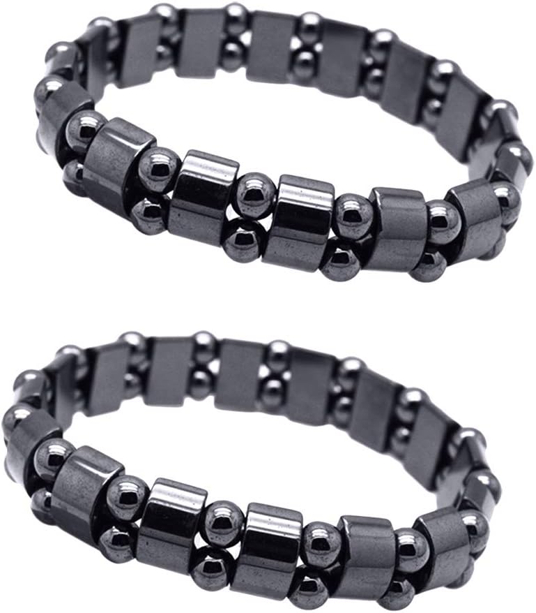EQLEF Magnetic Hematite Bracelet 2 Pcs Men's/Women's Hematite Magnetic Bracelets