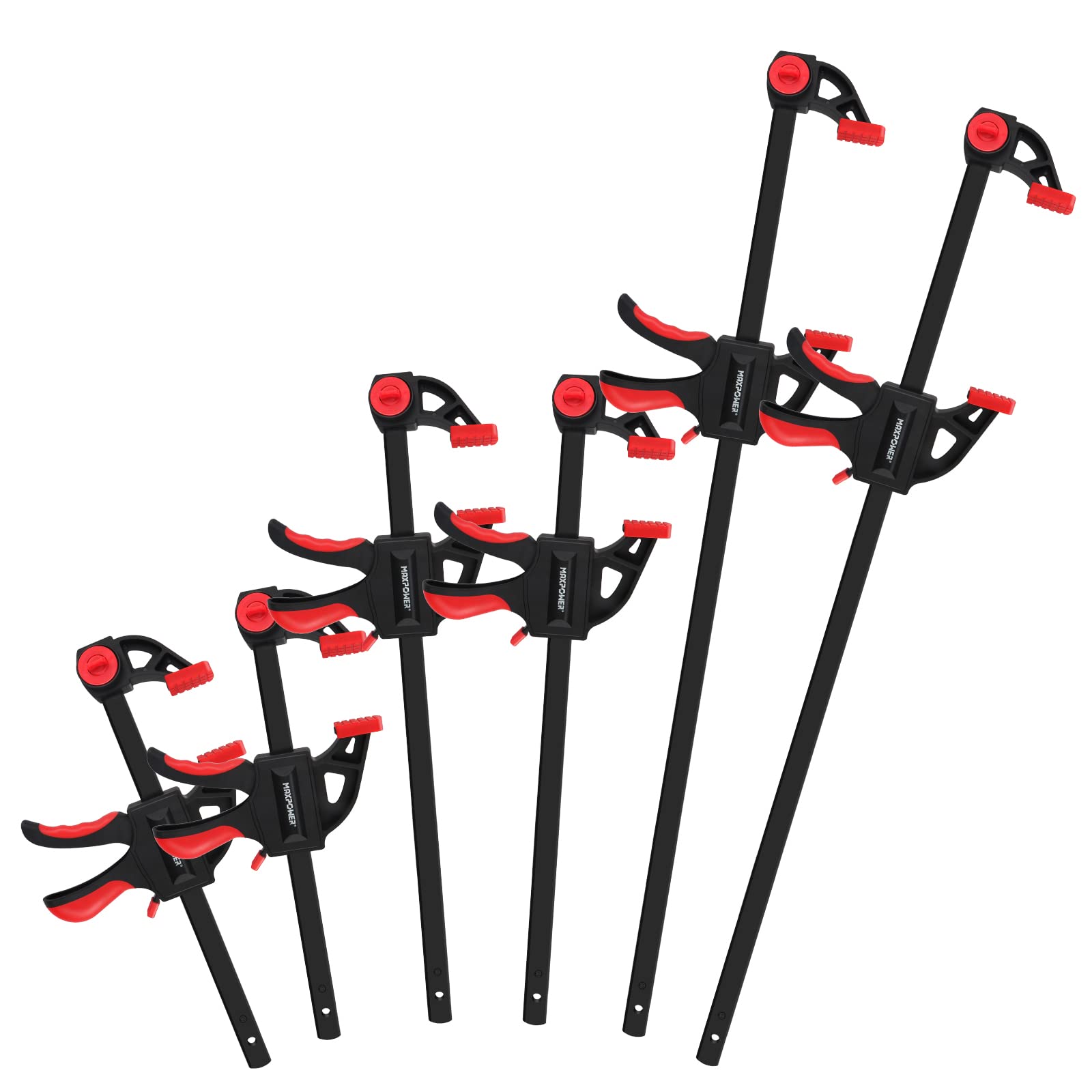 MaxPower Carpenter Clamps 6 Pieces, 150 mm/300 mm/600 mm Single Hand Bar Clamp Quick-Grip Screw