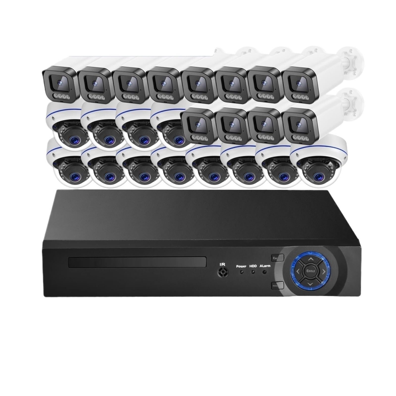 Zestaw Do Monitoringu Wideo 4K Ultra HD 8MP Z Detekcją Twarzy POE NVR, Zewnętrzny, Dwukierunkowy Dźwięk, 4MP CCTV, Domowy System(None,24pcs 8MP Cameras)