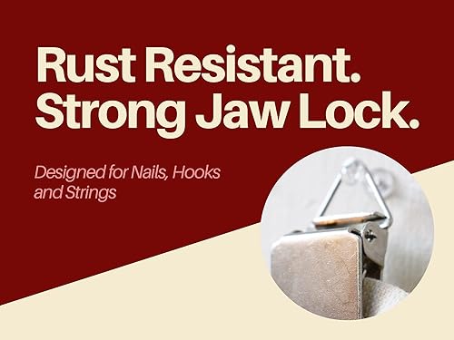 Vista 2 de Wise Linkers Paquete de 10 clips para colgar, parte trasera triangular, potencia media para tapiz, alfombras pequeñas, toallas, chales y pinturas